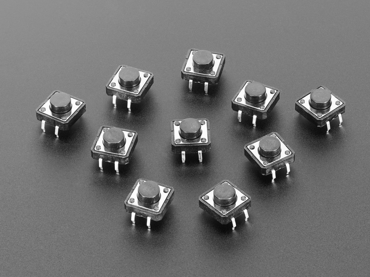 Adafruit 1119 Tactile Switch Buttons 12mm Square 6mm Tall X 10 Pack